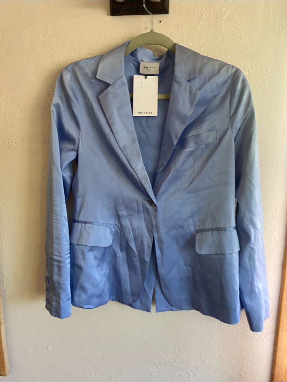 Women's Light Blue Single-Button Notch Lapel Blazer